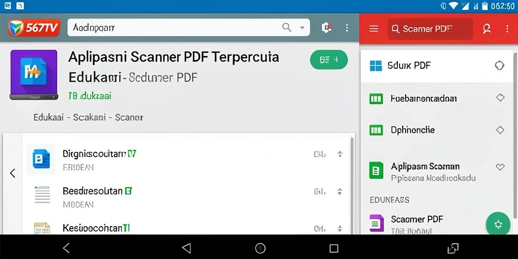 Tampilan antarmuka 567TV dengan fungsi pemindaian PDF.