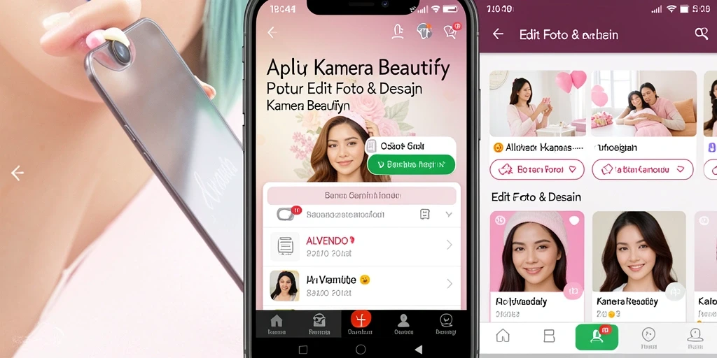 Antarmuka elegan ALVENDO untuk editing foto gaya Kamera Beautify.