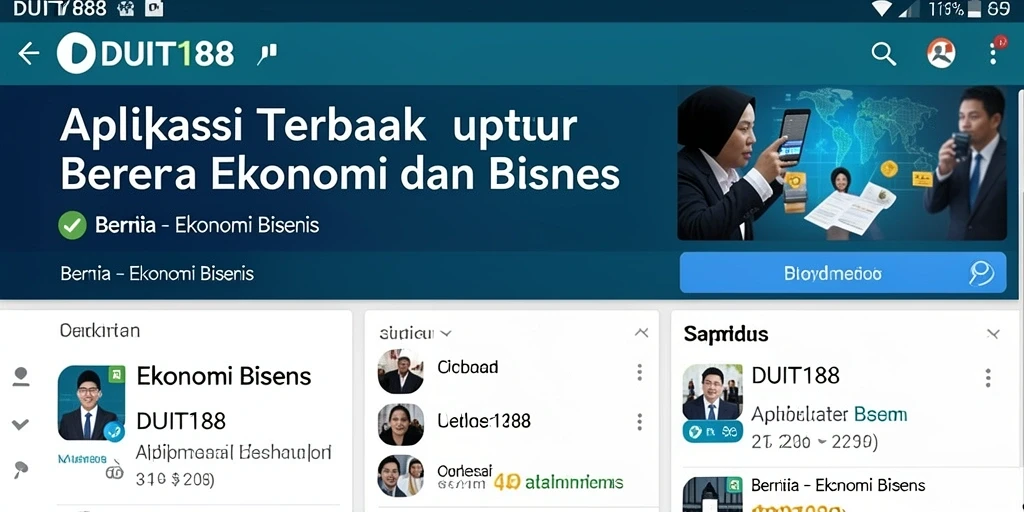 Screenshot tampilan utama aplikasi DUIT188 dengan berita ekonomi terbaru.