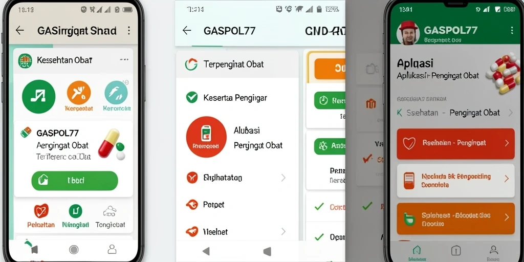 Antarmuka GASPOL77 menampilkan fitur pengingat obat yang intuitif dan mudah digunakan.