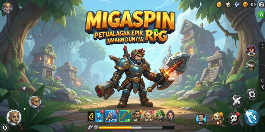 Antarmuka permainan RPG MIGASPIN yang intuitif dan menarik.