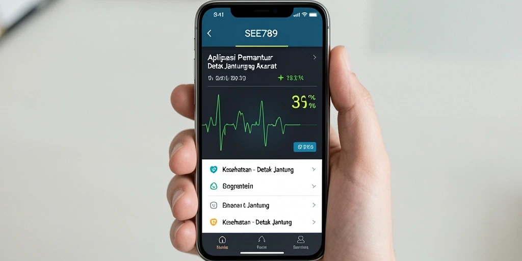 Antarmuka aplikasi SEE789 untuk pemantauan detak jantung.
