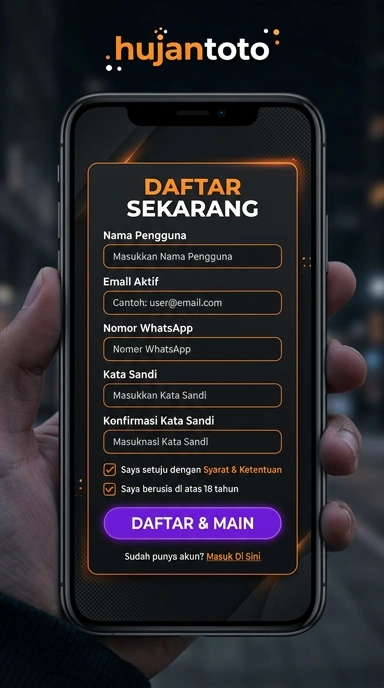 Tampilan halaman daftar hujantoto