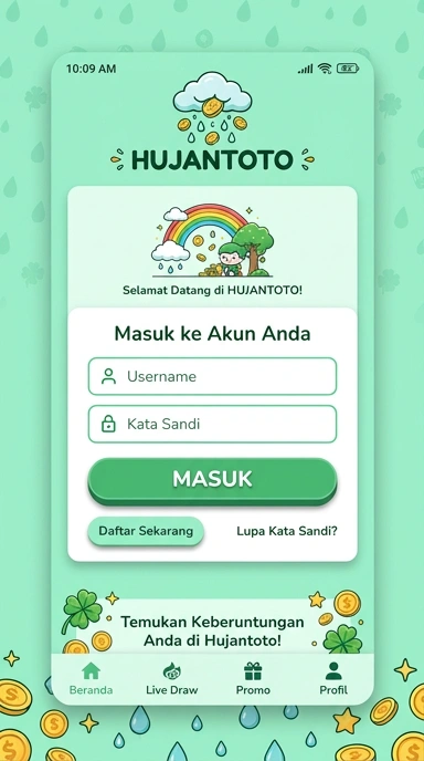 Tampilan halaman login hujantoto
